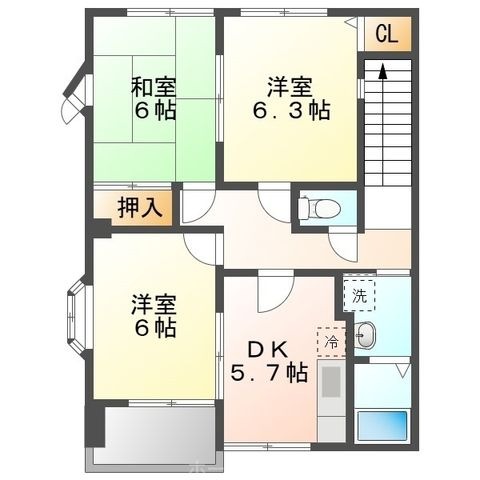 拡大写真:ハイステージ弐番館B 2階202の間取り