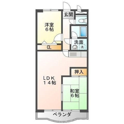 拡大写真:サンアルカディアS 4階405の間取り