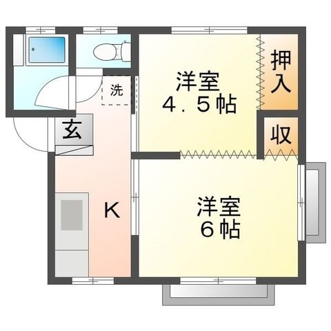 拡大写真：コーポ松山 1階1の間取り