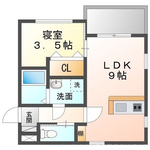 拡大写真:朝風のノーブル 1階103の間取り