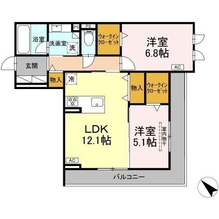 拡大写真:D-avance 柱六番町 Ⅱ 2階202の間取り