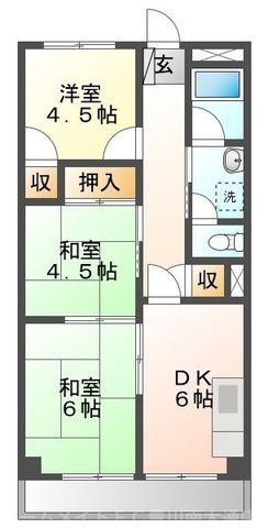 拡大写真:グリーンライフ山ノ沢 5階5Bの間取り