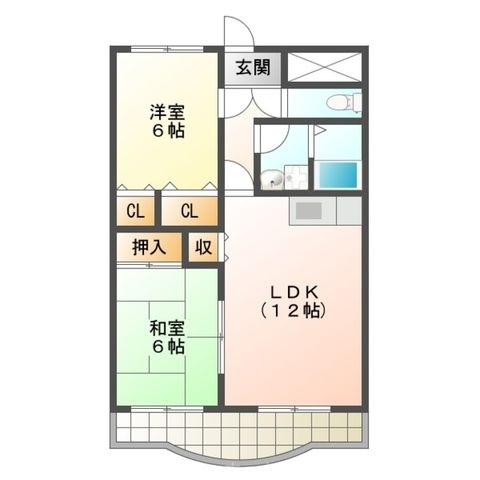 拡大写真:ウイングコート エトワール萩山 2階202の間取り