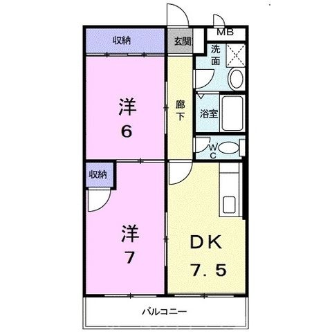 拡大写真:アルメリア一宮 2階202の間取り