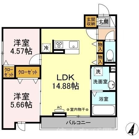 拡大写真:ココブラン 3階303の間取り