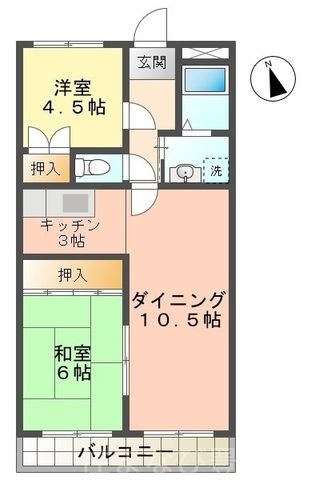 拡大写真:サンハイツ池田 3階302の間取り