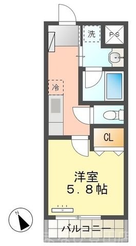 拡大写真:スカイパレス山之手 4階405の間取り