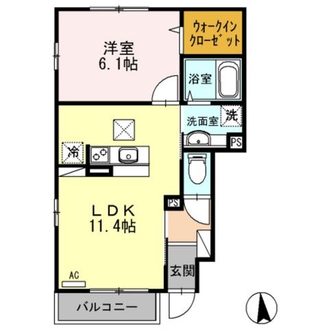 拡大写真:豊中市北条町3丁目 1階101の間取り