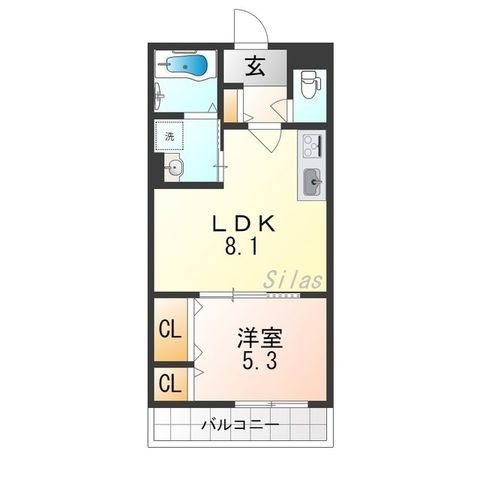 拡大写真：門真市本町 2階202の間取り