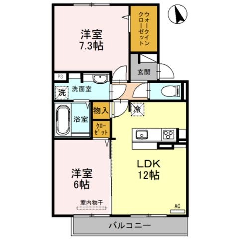 拡大写真:枚方市楠葉朝日1丁目 2階202の間取り