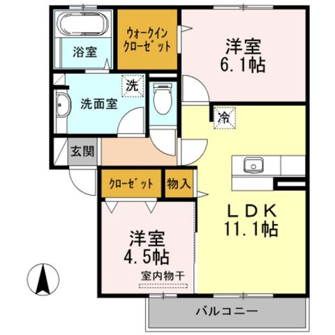拡大写真:枚方市藤阪元町1丁目 1階101の間取り