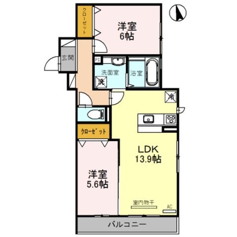 拡大写真：枚方市南楠葉２丁目 2階202の間取り