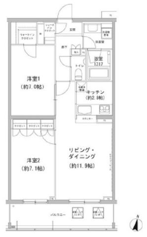 拡大写真:ヒューリックコート雪が谷 1階108の間取り