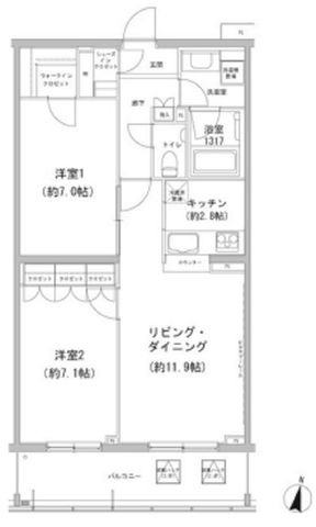 拡大写真:ヒューリックコート雪が谷 5階510の間取り
