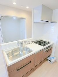 グリルと食器洗浄機付きの3口ガスコンロカウンターキッチン