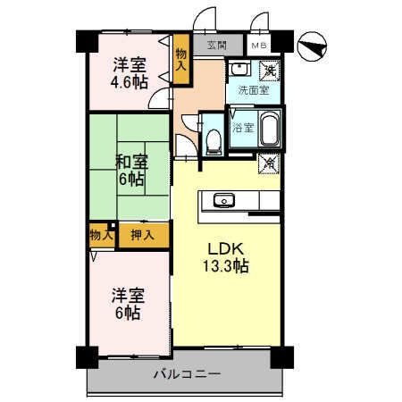 拡大写真:フローラ南館 3階306の間取り