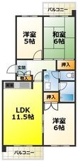 泉北鴨谷台3丁6号棟の間取図