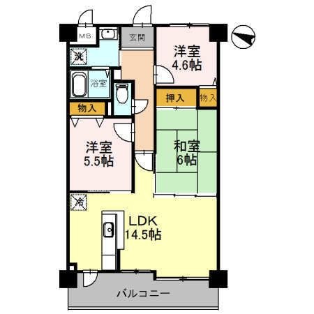 拡大写真：フローラ南館 3階305の間取り