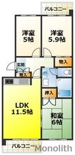 泉北鴨谷台3丁6号棟の間取図