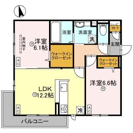 拡大写真:casa二色浜 2階201の間取り