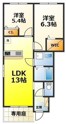 拡大写真:メゾンはるか 1階111の間取り