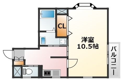 拡大写真:大阪市東淀川区大桐1丁目 2階203の間取り