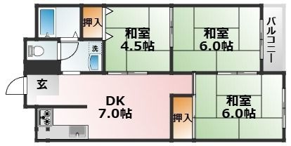 拡大写真:大阪市東淀川区瑞光4丁目 4階409の間取り
