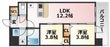 大阪市東淀川区南江口２丁目の間取図