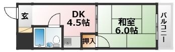拡大写真：大阪市東淀川区下新庄６丁目 2階202の間取り