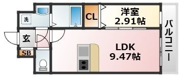 拡大写真:吹田市西御旅町 2階209の間取り