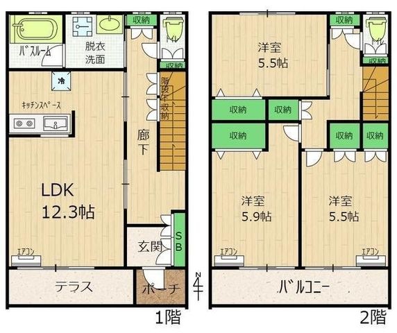 拡大写真:RoseVilla(ローズヴィラ)中村橋 1階103の間取り