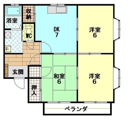 拡大写真：サンシャインちとせ 1階102の間取り