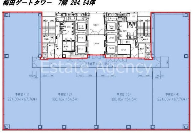拡大写真:大阪市北区鶴野町 18階18の間取り
