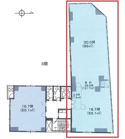 拡大写真:大阪市北区豊崎3丁目 3階30の間取り
