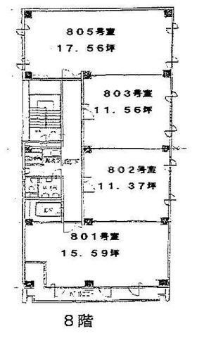 拡大写真:大阪市西区新町2丁目 8階8の間取り