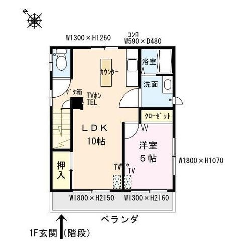 拡大写真:シャルム立野B 2階202の間取り