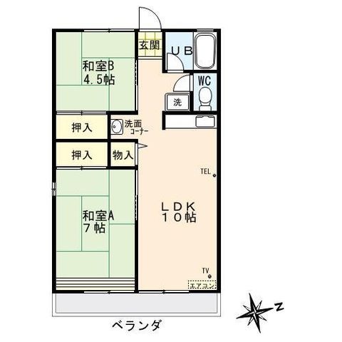 拡大写真:妙見ハイツ 2階202の間取り