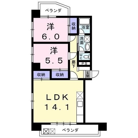 拡大写真:ファミール中渕 5階K1の間取り