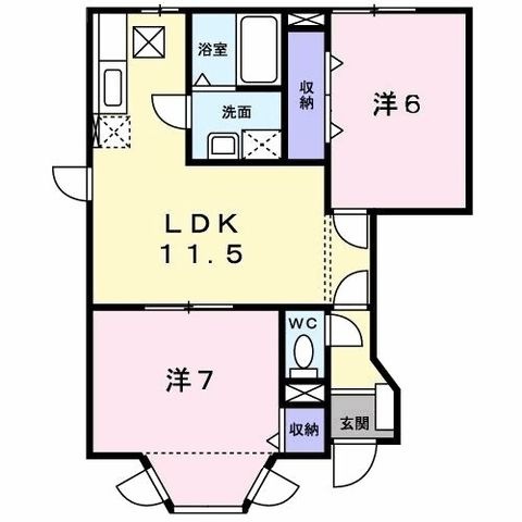 拡大写真:プリムローズB 1階101の間取り