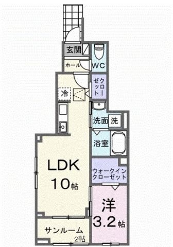 拡大写真:LA.OHANA 田無 1階K2の間取り