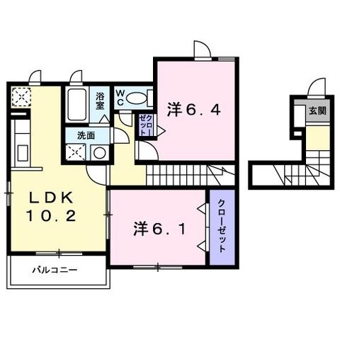 拡大写真:カーサ フォルム 2階202の間取り