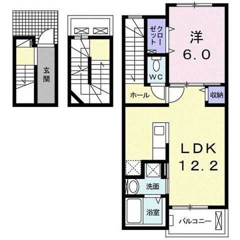 拡大写真:フェリーチェII 3階302の間取り