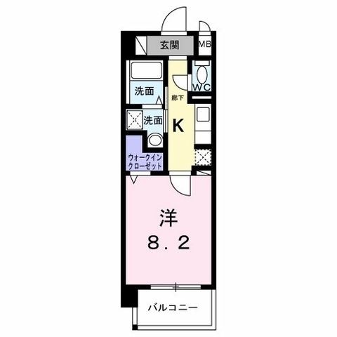 拡大写真:シャン・ヴァロン明神町 2階206の間取り