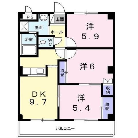 拡大写真:エランドール清水 1階101の間取り