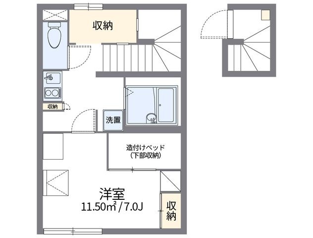 拡大写真:レオパレスのぼり川 2階K1の間取り