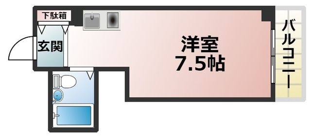 拡大写真：メゾン・ド・エム 4階503の間取り