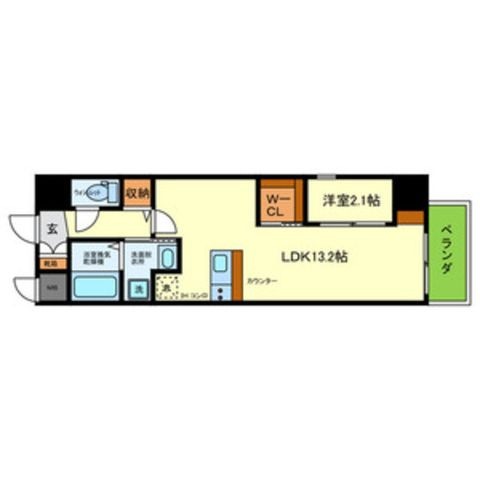 拡大写真:池田市新町 4階402の間取り