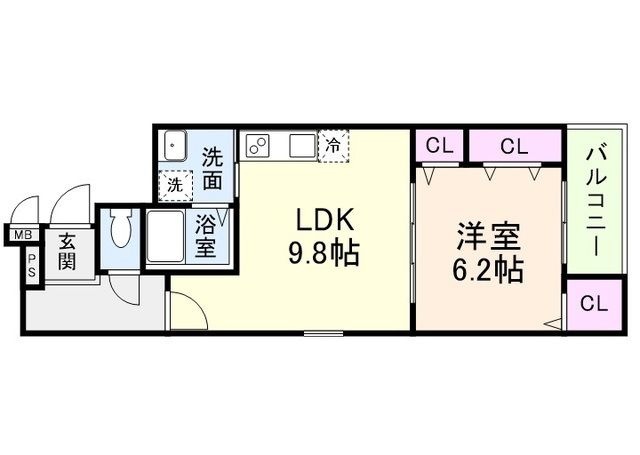 拡大写真:大阪市東淀川区大桐2丁目 2階203の間取り