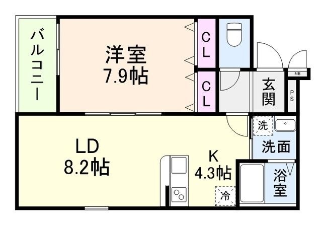 拡大写真:茨木市戸伏町 2階202の間取り