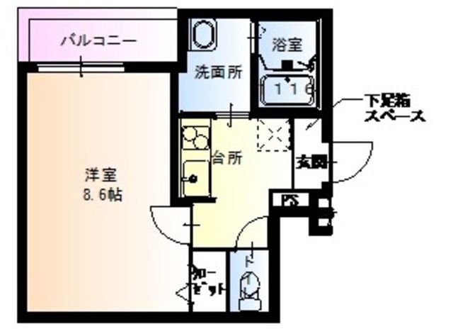 拡大写真:尼崎市東大物町1丁目 2階203の間取り